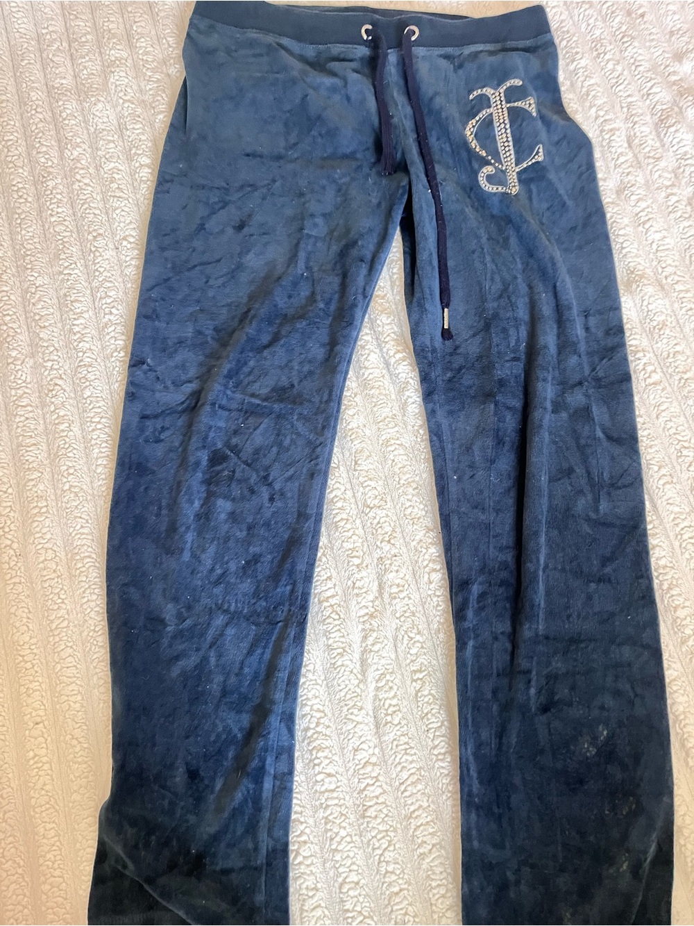 Juicy Couture Men’s Navy Velour Joggers with Embroidered Logo